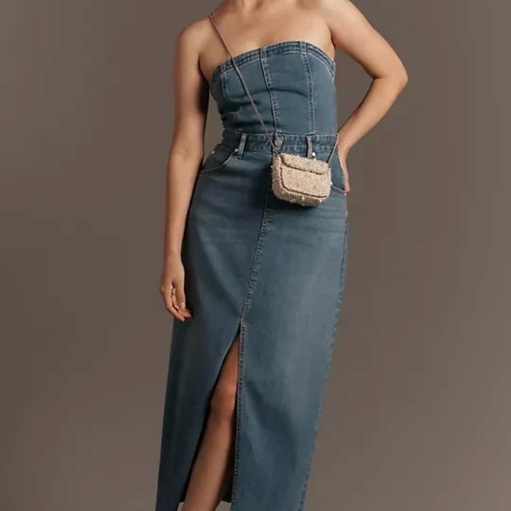 NWT Anthropologie's Pilcro The Madi Denim Strapless Dress Small